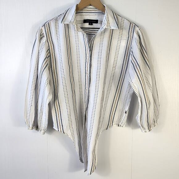 Tommy Hilfiger Womens Button Down Shirt S Blue Stripe Classic Casual Preppy - Picture 2 of 14